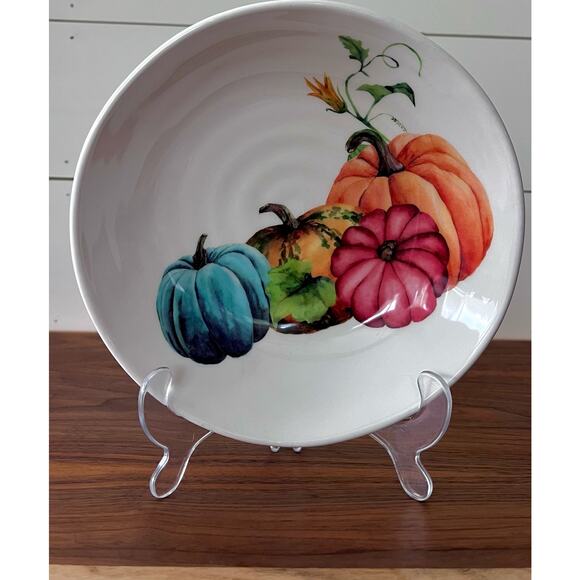 Ceramica Cuore Ivory Pasta Bowl Multicolored Pumpkins 9” Replacement Italy - Picture 1 of 8